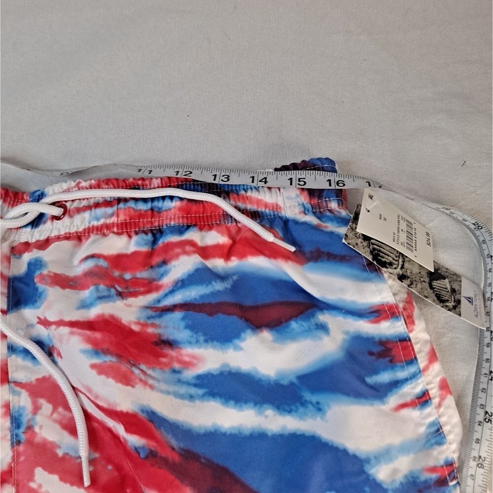 NASA Aldrin Family Foundation Men's M Tie Dye Swim Trunks Red/White/Blue - Picture 8 of 10
